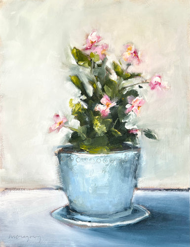 Begonias in Blue Pot
