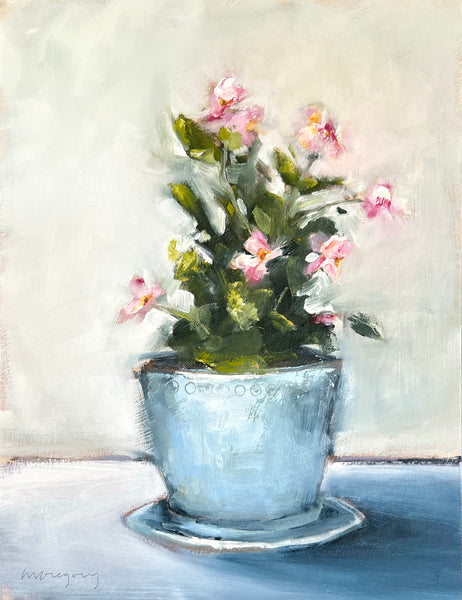 Begonias in Blue Pot
