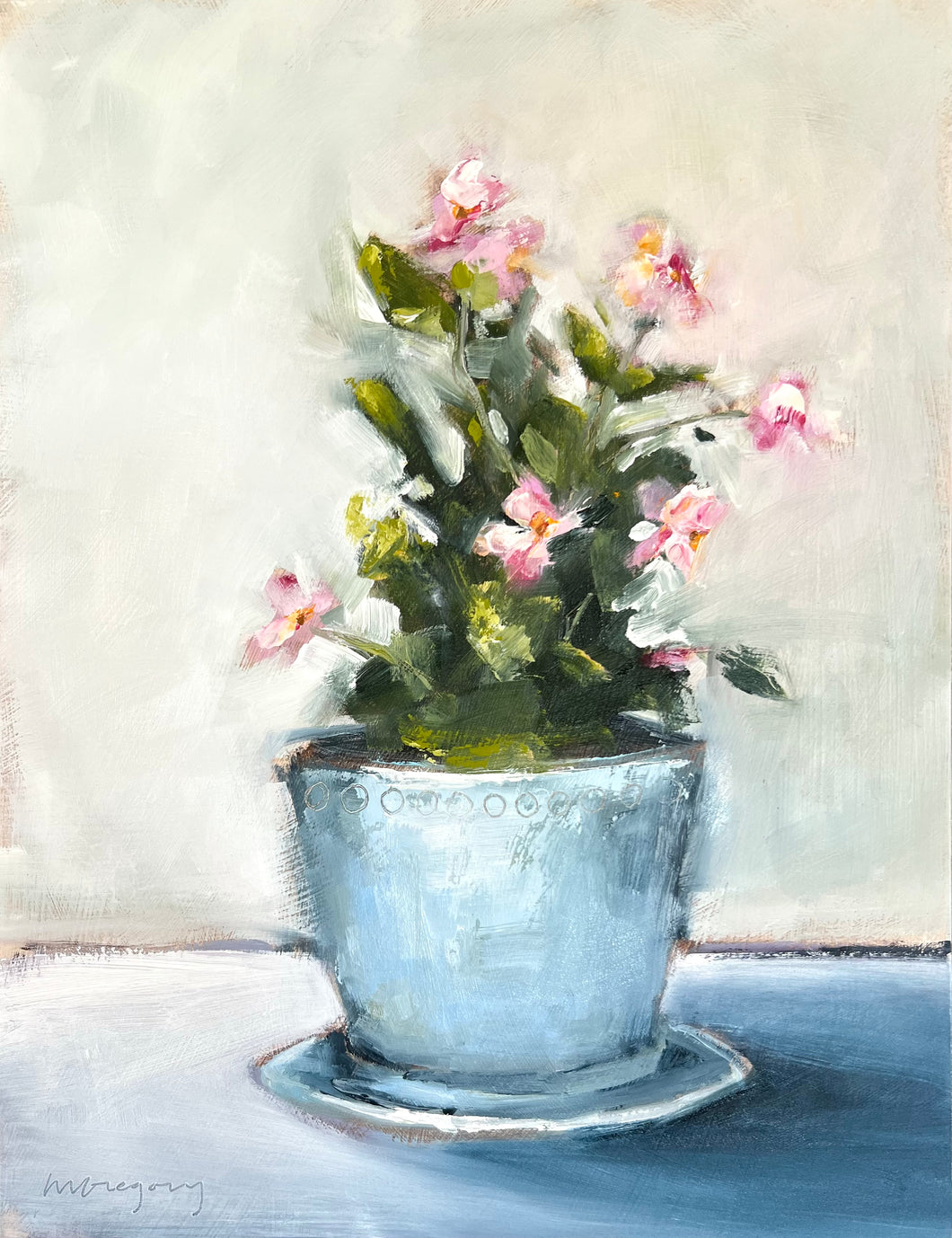 Begonias in Blue Pot