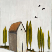 Cottage, Cypress Trees and Birds