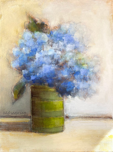 Hydrangeas in Green Vase