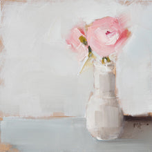 Pink Roses in White Vase