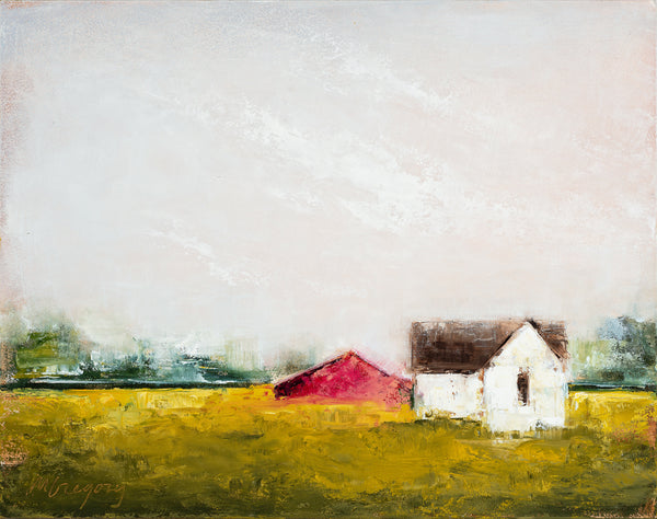 Farmhouse with Red Barn