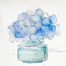 Hydrangea Aqua Jar Watercolor