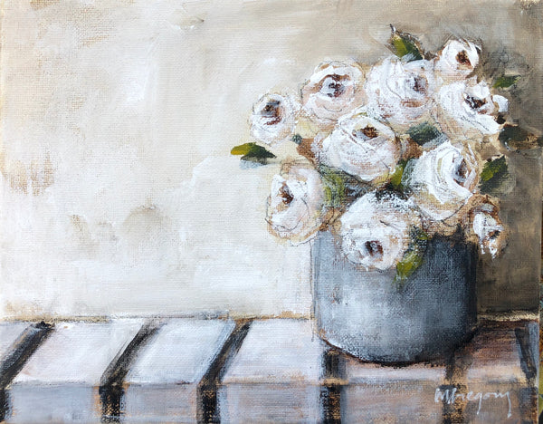 Neutral Roses on Stripes