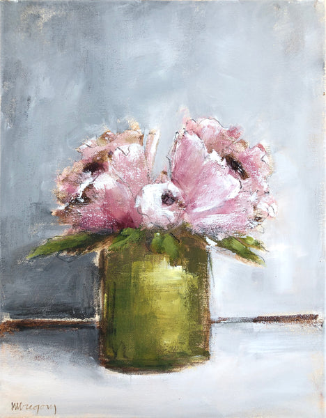 Peonies in Green Vase 1