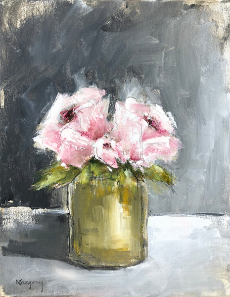 Peonies in Green Vase 2