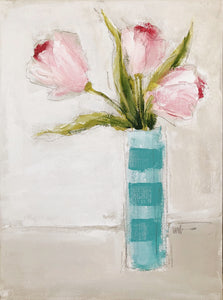 Pink Tulips: Striped Vase 3