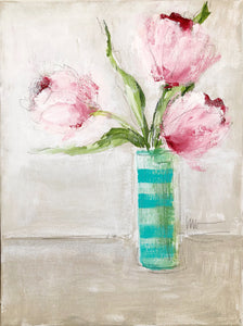 Pink Tulips: Striped Vase 4