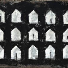 Tiny Houses White on Black Long Rectangle